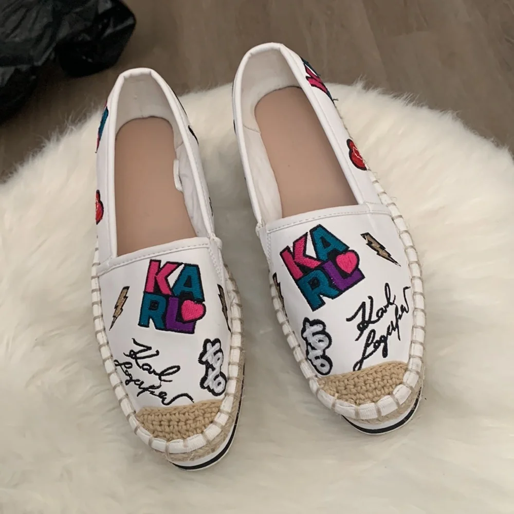 NWT KARL LAGERFELD EMBROIDERED SLIP ON SHOES HAND CRAFTED SIZE 5.5 - Picture 12 of 16